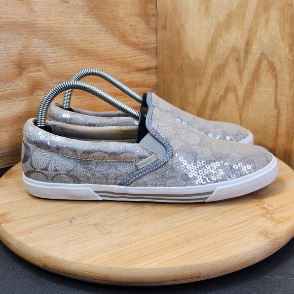 Coach Kivy Signature C Sequin Slip On Sneakers - Picture 1 of 9